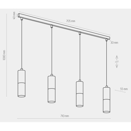 Luster na sajli ELIT 4xGU10/10W/230V crna