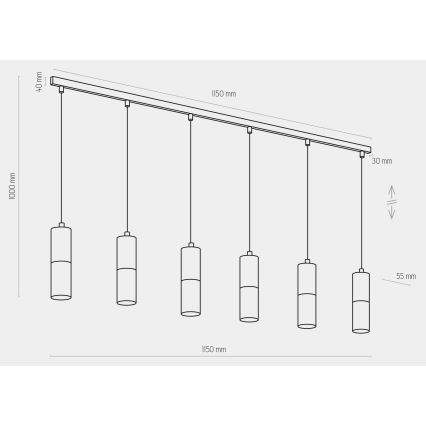 Luster na sajli ELIT 6xGU10/10W/230V crna