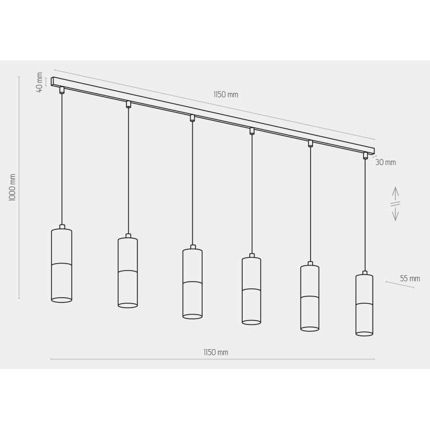 Luster na sajli ELIT 6xGU10/10W/230V crna