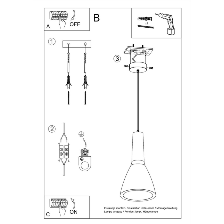 Luster na sajli EMPOLI 1xE27/15W/230V bijela