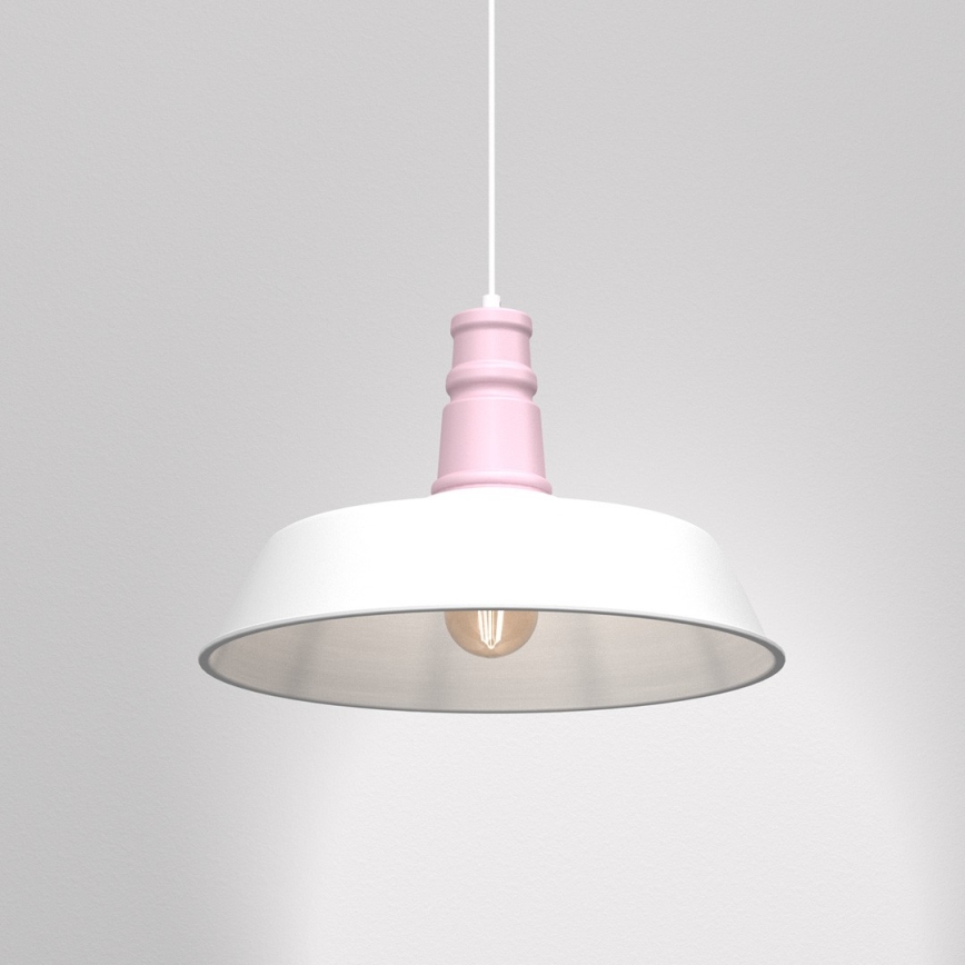 Luster na sajli ENZO 1xE27/60W/230V bijela/ružičasta