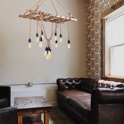 Luster na sajli EREBOS 12xE27/40W/230V smeđa