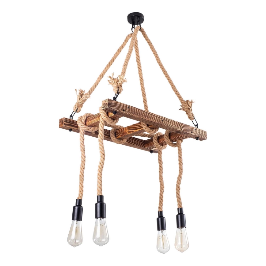 Luster na sajli EREBOS 4xE27/40W/230V smeđi