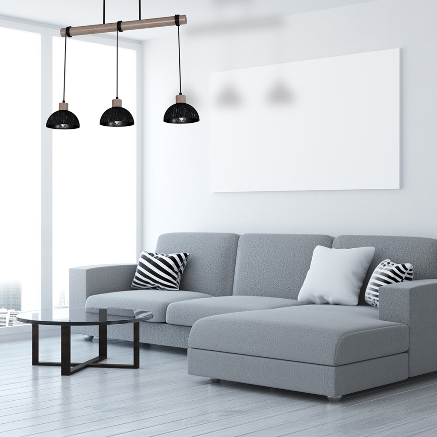 Luster na sajli ERIK 3xE27/60W/230V smeđa/crna
