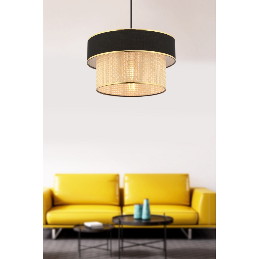 Luster na sajli ERO 1xE27/60W/230V crna/bež