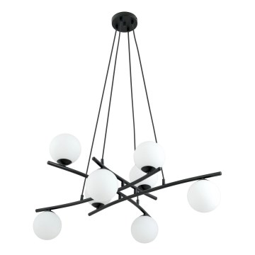 Luster na sajli ESSA 8xE14/10W/230V crna/bijela