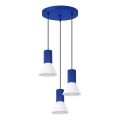 Luster na sajli ESTRIA 3xE14/10W/230V Ø 30 cm plavi