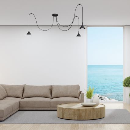 Luster na sajli ETNA 3xGX53/10W/230V pauk crna