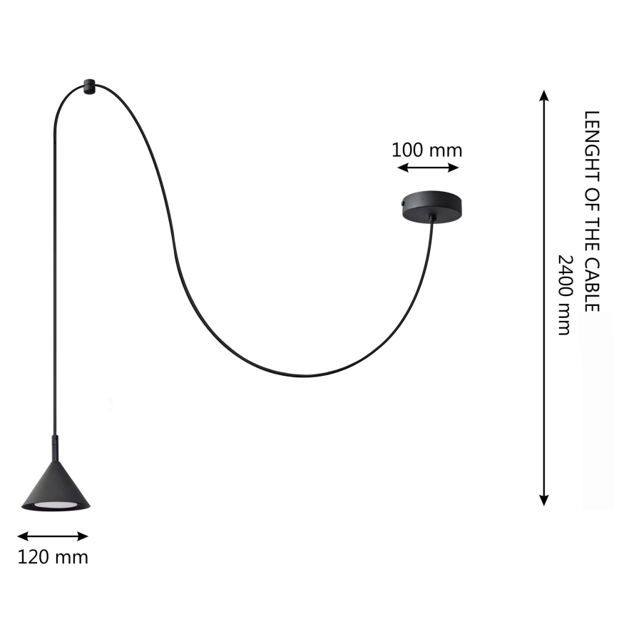 Luster na sajli ETNA LONG 1xGX53/15W/230V crna