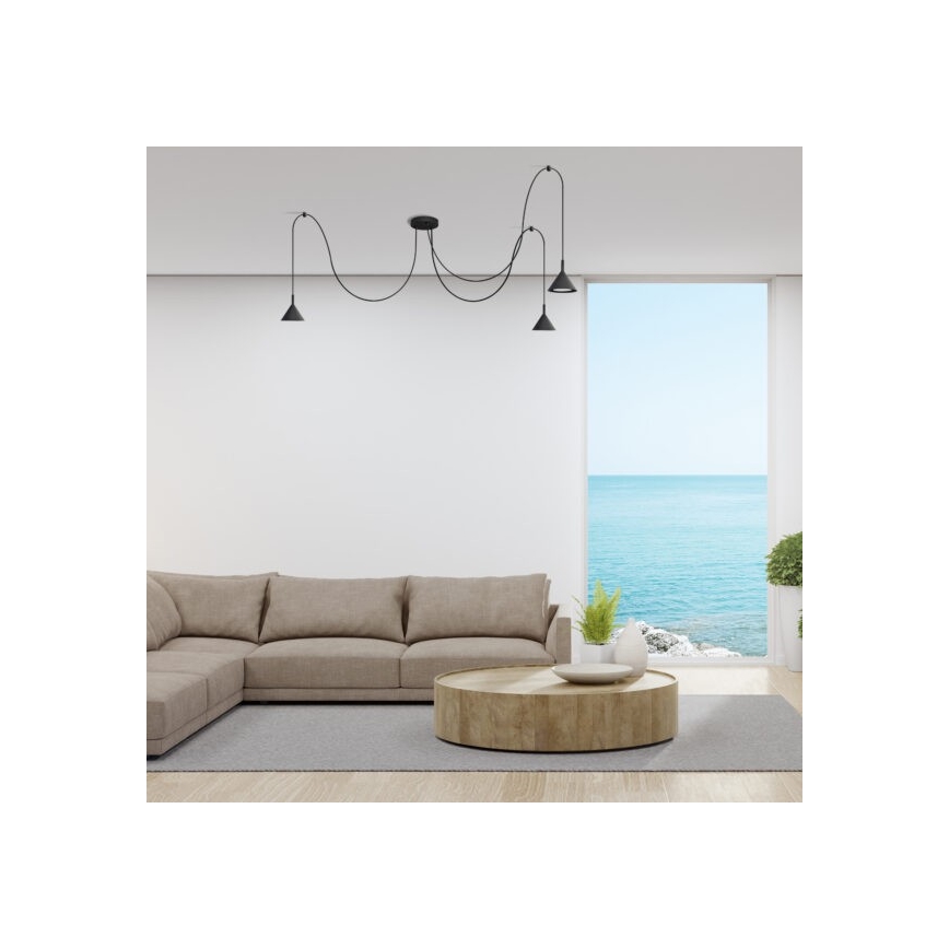 Luster na sajli ETNA LONG 3xGX53/10W/230V pauk crna