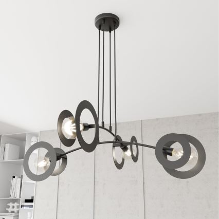 Luster na sajli EUFORIA 4xE27/15W/230V crna