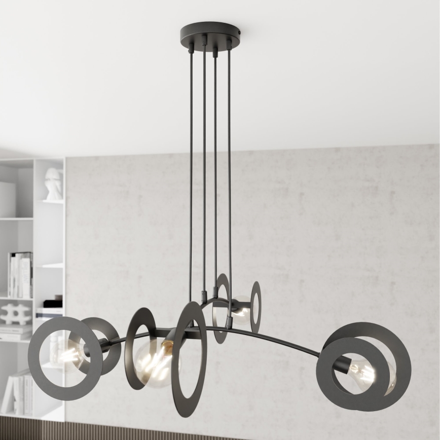 Luster na sajli EUFORIA 4xE27/15W/230V crna