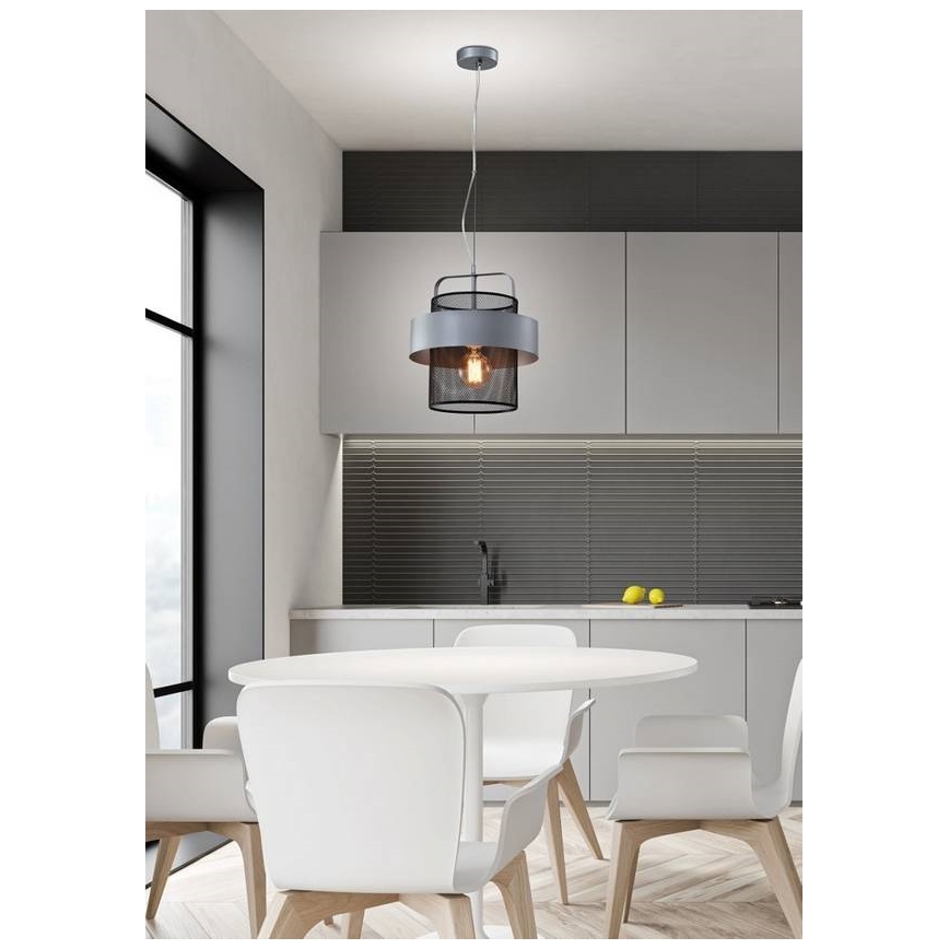 Luster na sajli FIBA 1xE27/60W/230V srebrna/crna