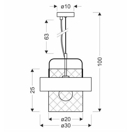 Luster na sajli FIBA 1xE27/60W/230V srebrna/crna