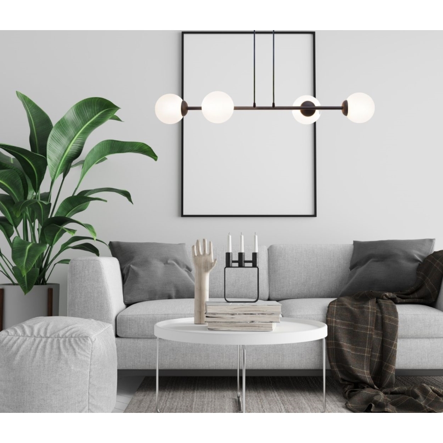 Luster na sajli FIRA 4xE27/60W/230V crna