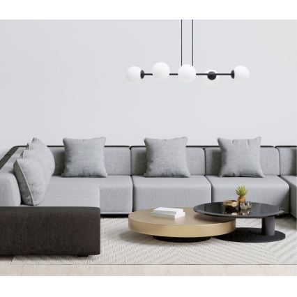 Luster na sajli FIRA 5xE27/60W/230V crna