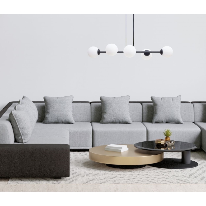 Luster na sajli FIRA 5xE27/60W/230V crna