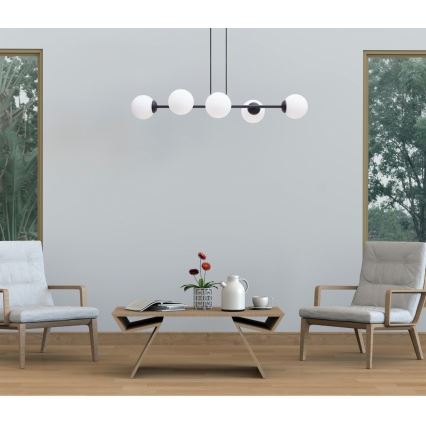 Luster na sajli FIRA 5xE27/60W/230V crna