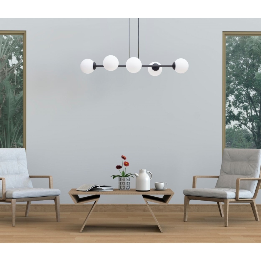 Luster na sajli FIRA 5xE27/60W/230V crna