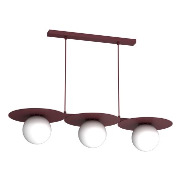 Luster na sajli FLAT 3xE27/15W/230V bordo