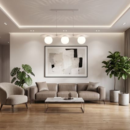 Luster na sajli FLAT 3xE27/15W/230V krem boje