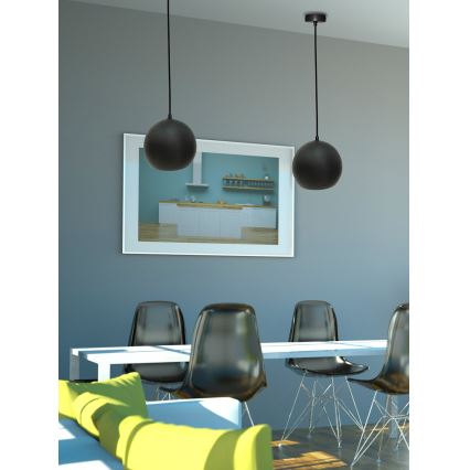 Luster na sajli FLEN 1xE27/40W/230V pr. 20 cm crna