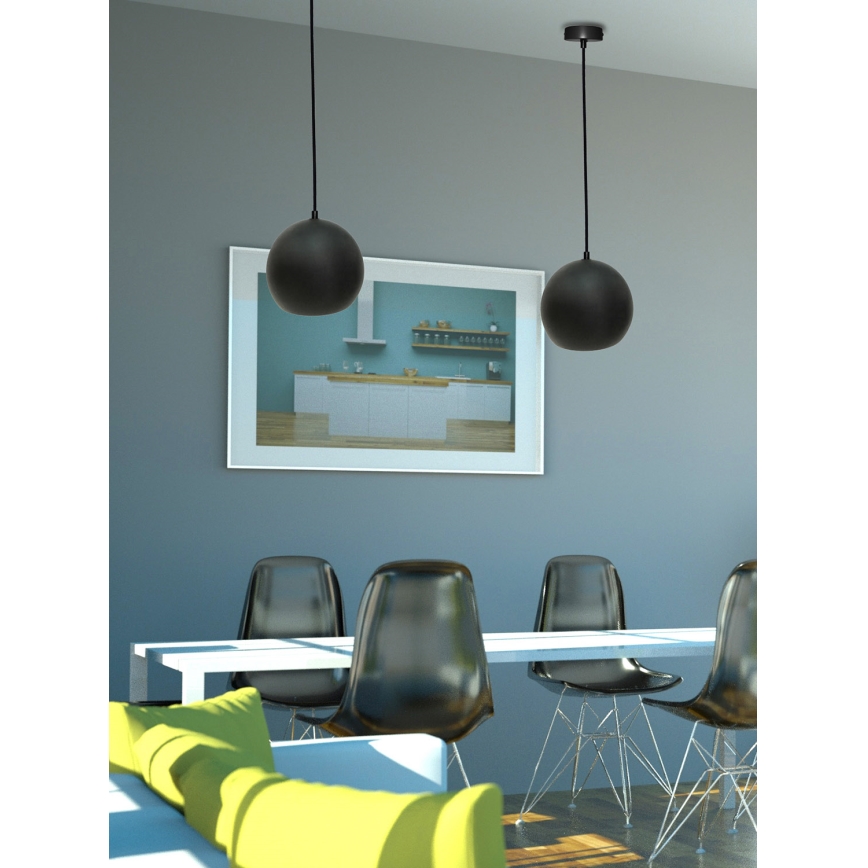 Luster na sajli FLEN 1xE27/40W/230V pr. 20 cm crna