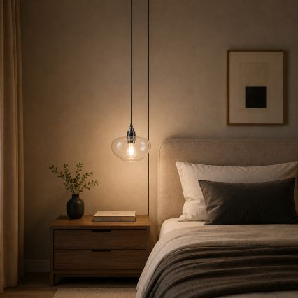 Luster na sajli FLO 1xE27/15W/230V sjajni krom/proziran