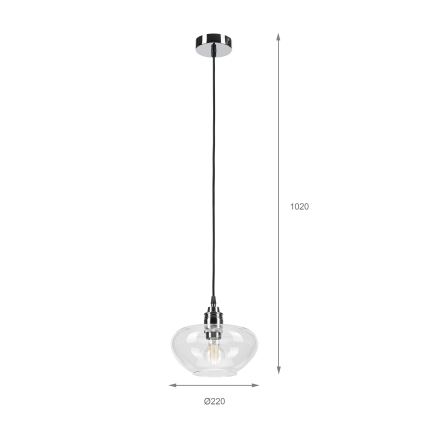 Luster na sajli FLO 1xE27/15W/230V sjajni krom/proziran