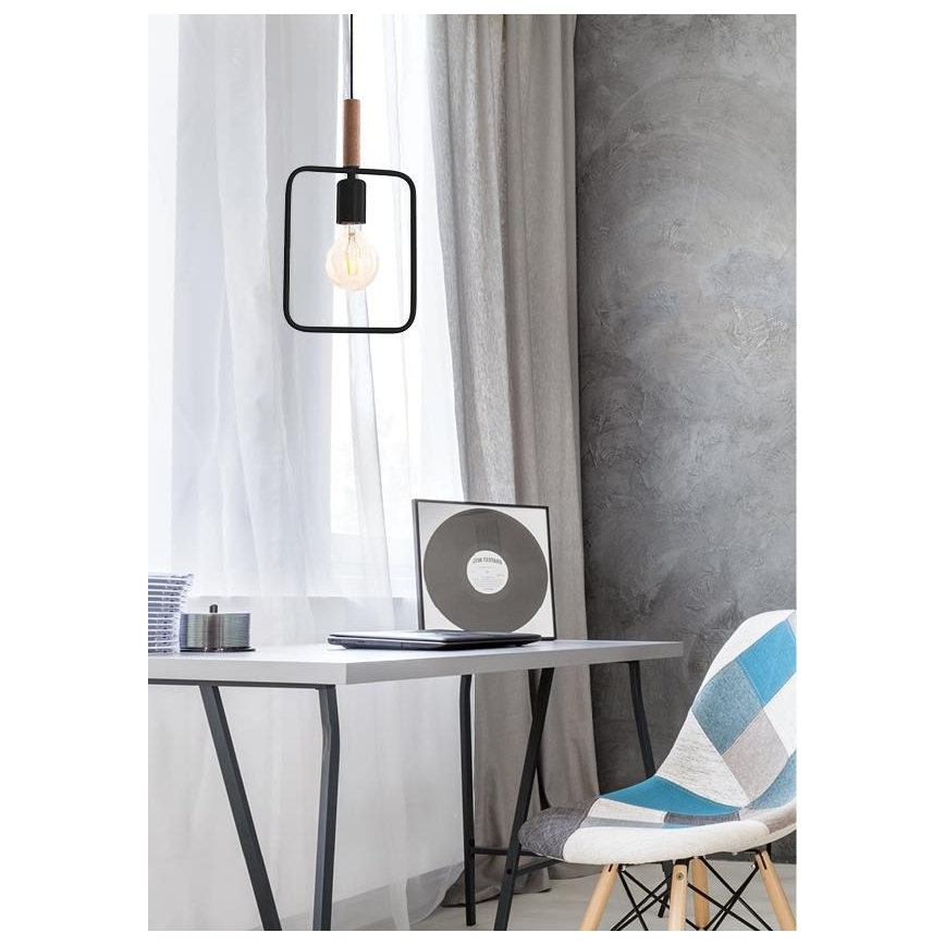 Luster na sajli FRAME 1xE27/60W/230V crna