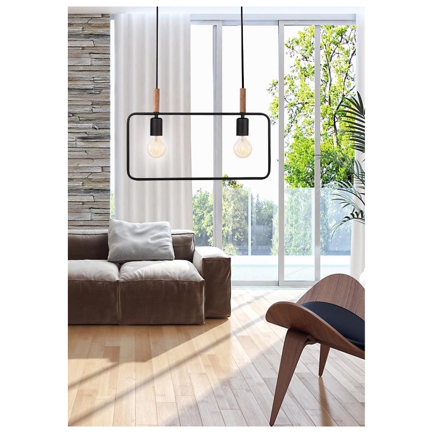 Luster na sajli FRAME 2xE27/60W/230V crna