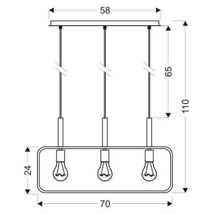 Luster na sajli FRAME 3xE27/60W/230V crna