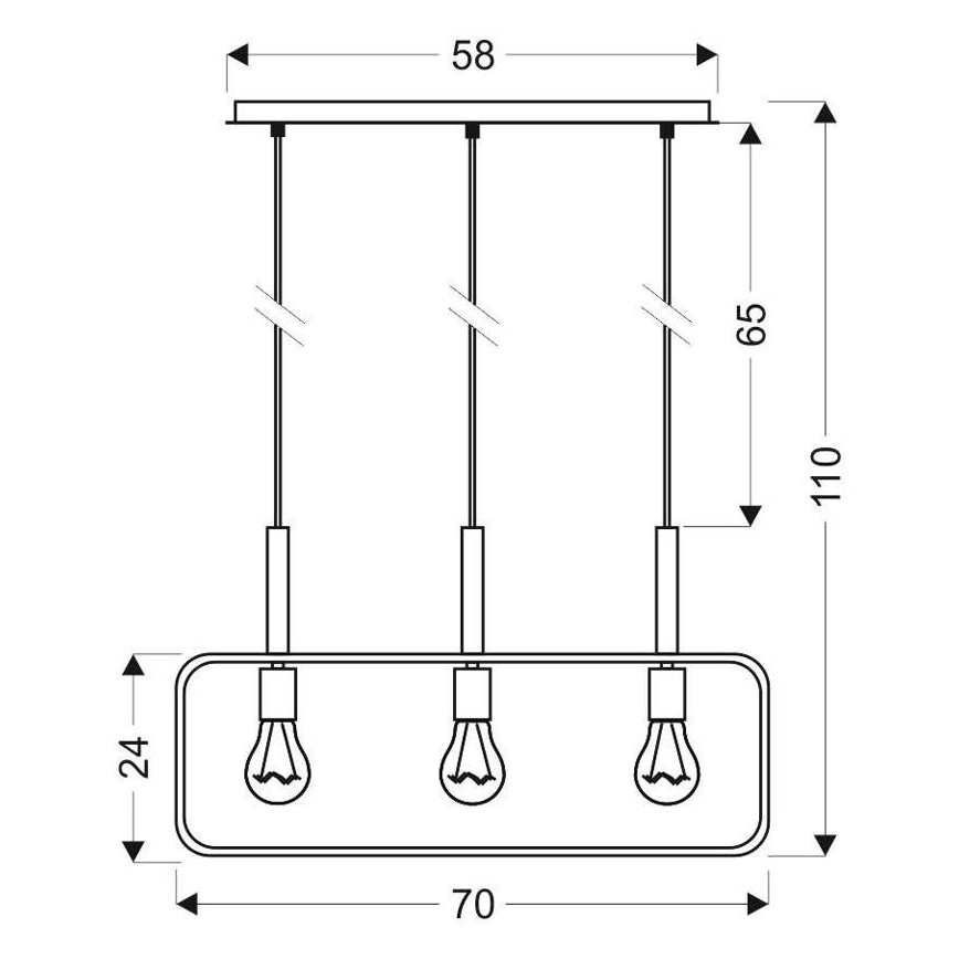Luster na sajli FRAME 3xE27/60W/230V crna