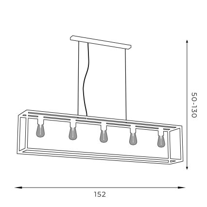 Luster na sajli FRAME 5xE27/60W/230V crna