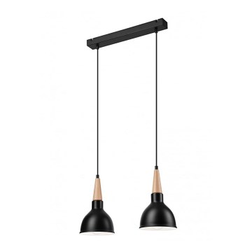 Luster na sajli FRANCESCA 2xE27/60W/230V crna/bukva