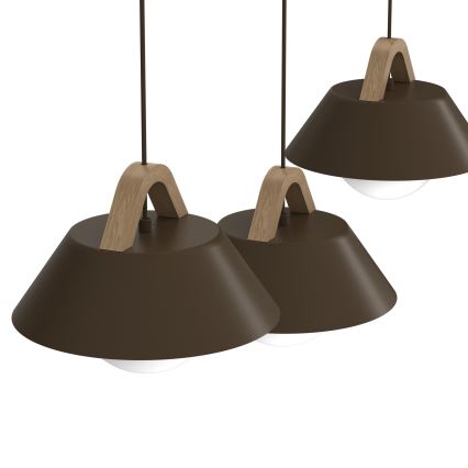 Luster na sajli FUNDA 3xE27/15W/230V smeđi