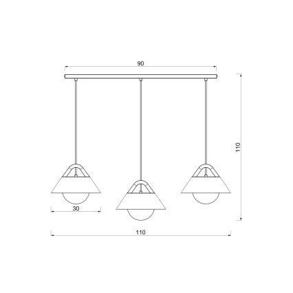 Luster na sajli FUNDA 3xE27/15W/230V smeđi
