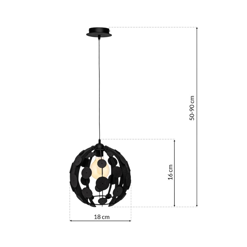 Luster na sajli GAIA 1xE27/60W/230V crna/smeđa pr. 18 cm