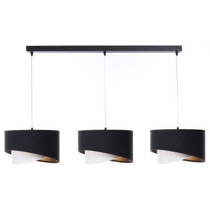 Luster na sajli GALAXY 3xE27/60W/230V crna/bijela/zlatna