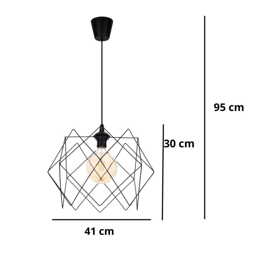 Luster na sajli GALL 1xE27/60W/230V crna