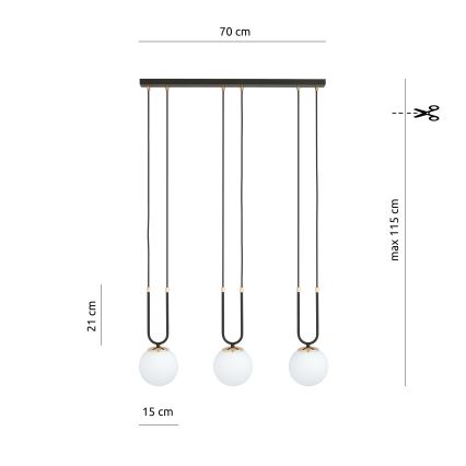 Luster na sajli GLAM 3xE14/10W/230V crna