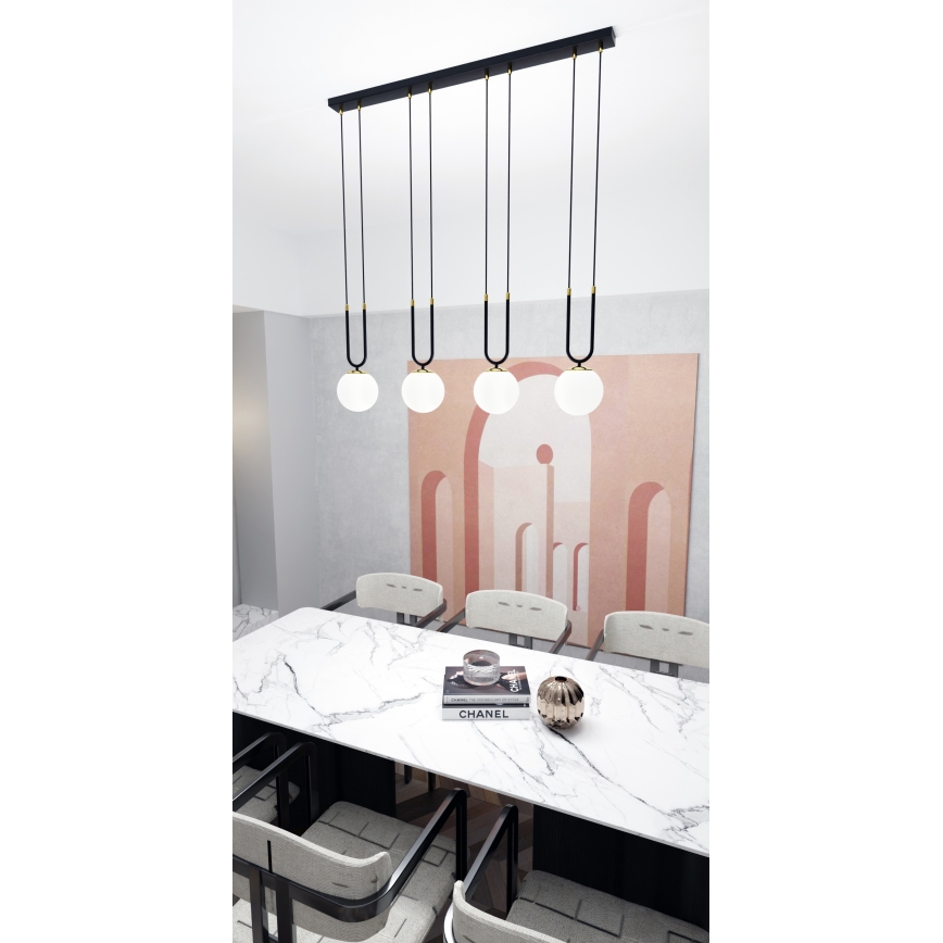 Luster na sajli GLAM 4xE14/10W/230V crna
