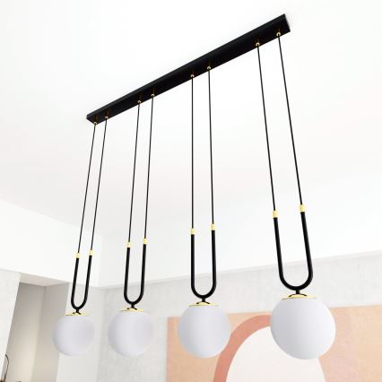 Luster na sajli GLAM 4xE14/10W/230V crna