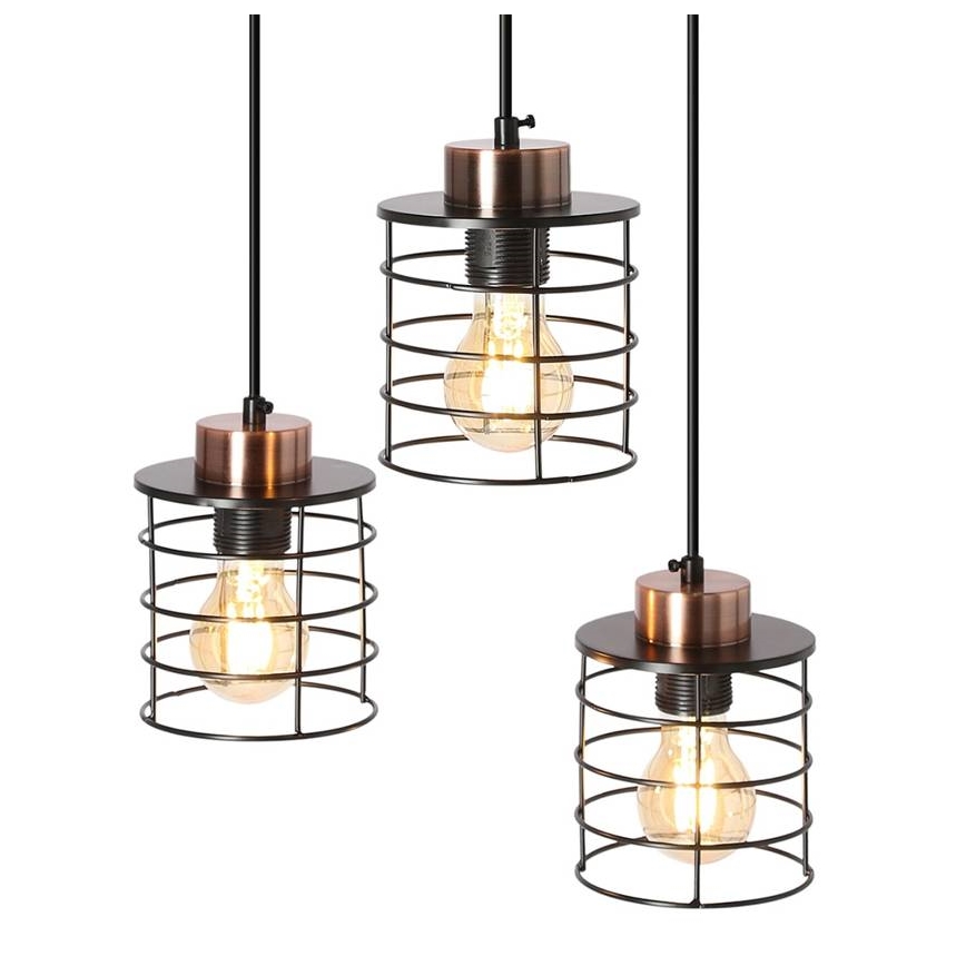Luster na sajli GLOB 3xE27/40W/230V crna