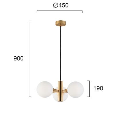 Luster na sajli GLOBE 3xE14/7W/230V zlatni