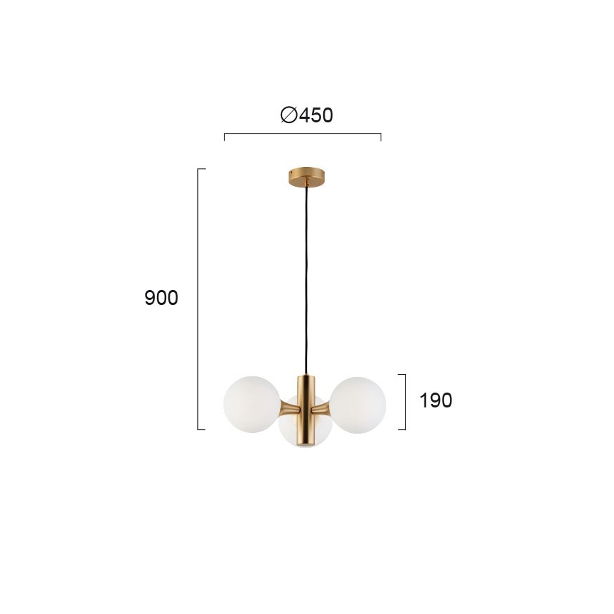 Luster na sajli GLOBE 3xE14/7W/230V zlatni