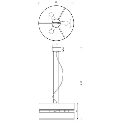 Luster na sajli GLUM 3xE27/60W/230V crna