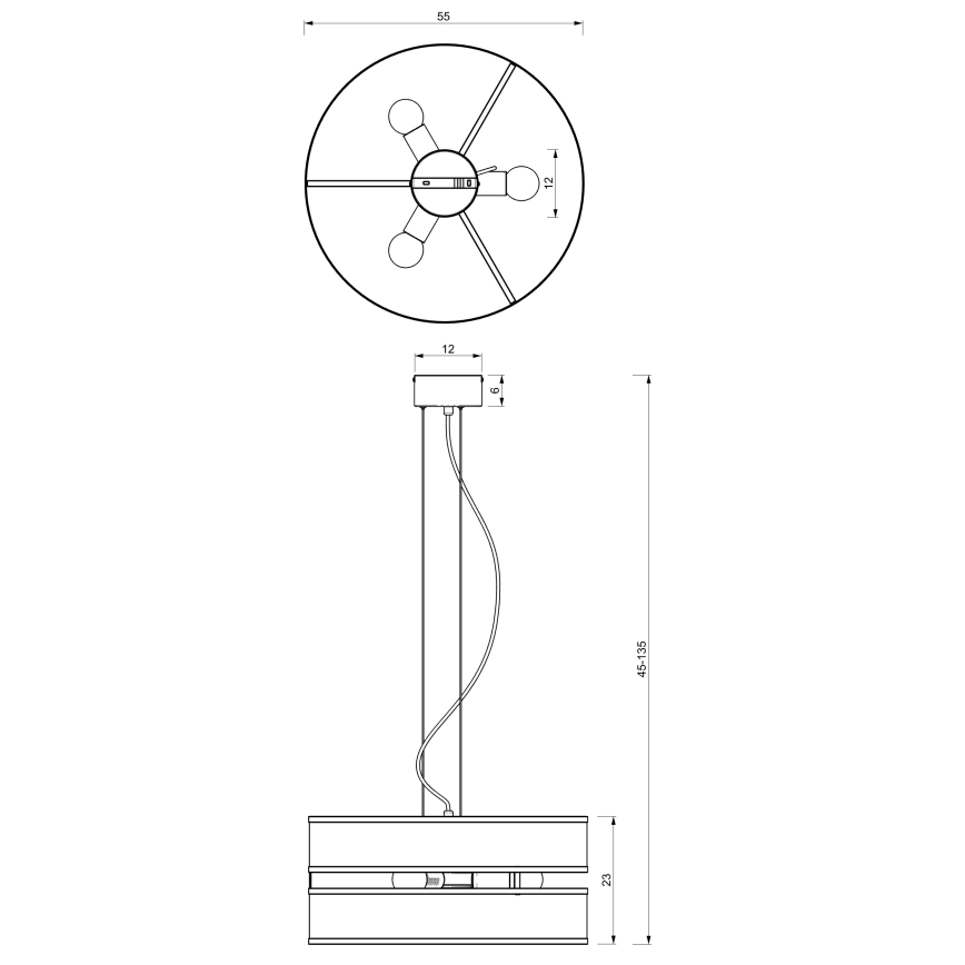 Luster na sajli GLUM 3xE27/60W/230V crna
