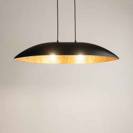 Luster na sajli GONDOLA 2xE27/60W/230V crna/bakrena