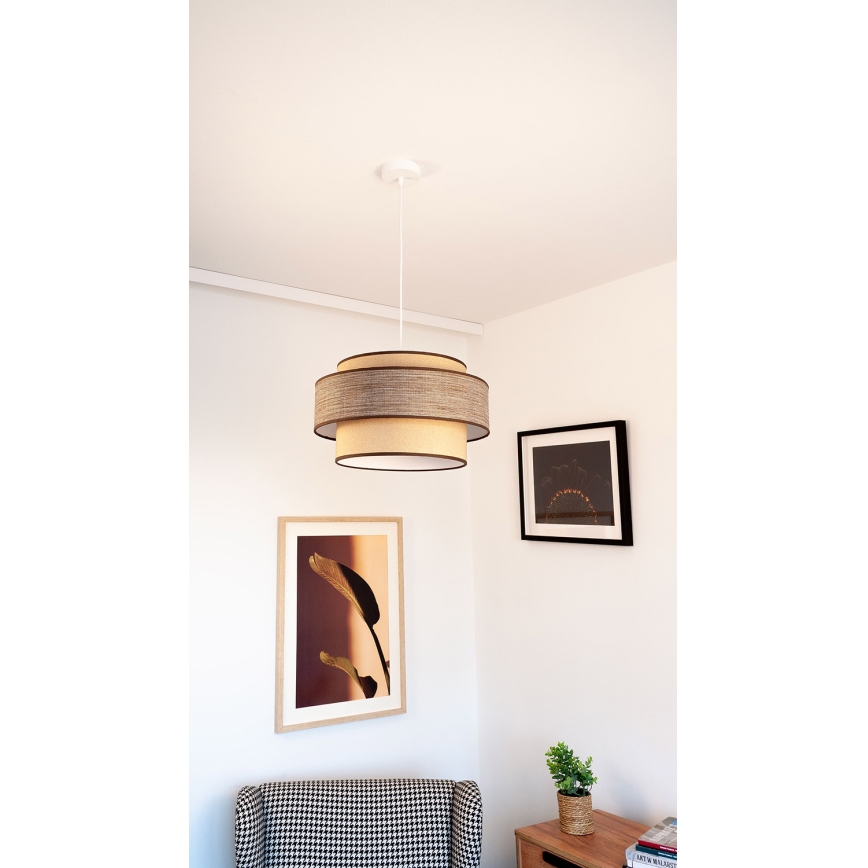Luster na sajli GRACE 1xE27/60W/230V bež/smeđa